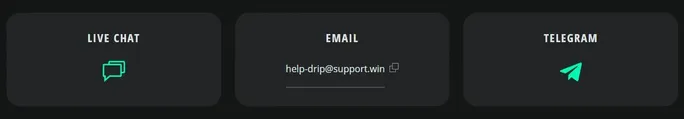 Drip Casino pagalba ir kontaktai – live chat, el. paštas ir Telegram